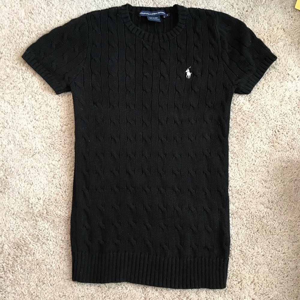 Black polo short sleeve sweater